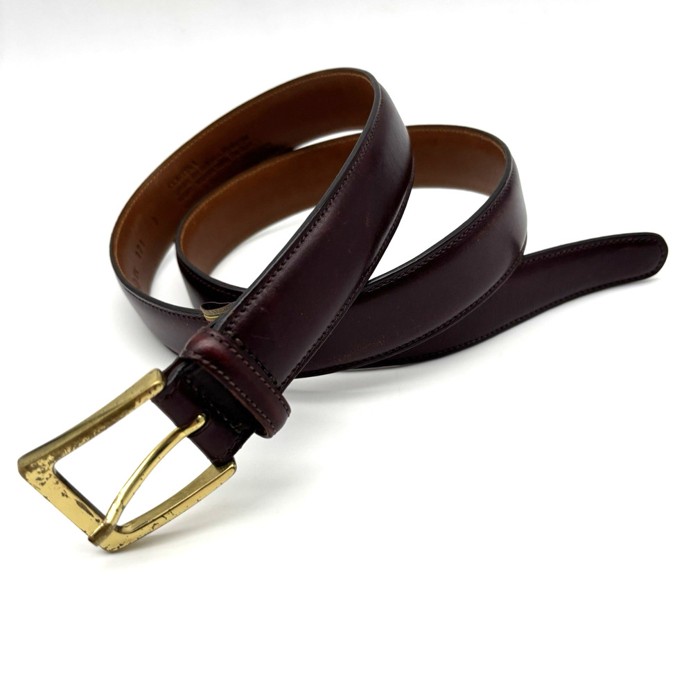 Vintage Trafalgar 1713 Cortina Oxblood Leather Bass Buckle Belt 36 Handmade USA - Picture 12 of 13